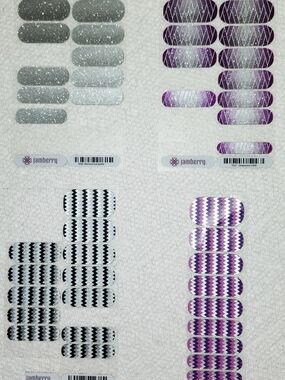 Jamberry Glittery Nail Wraps — Silver, Purple, Black Mixed Wraps
